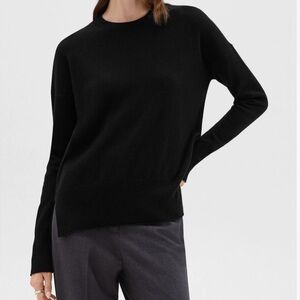 Theory Karenia 100% Cashmere Crewneck Sweater Sz S Black Relaxed Cozy Luxury
